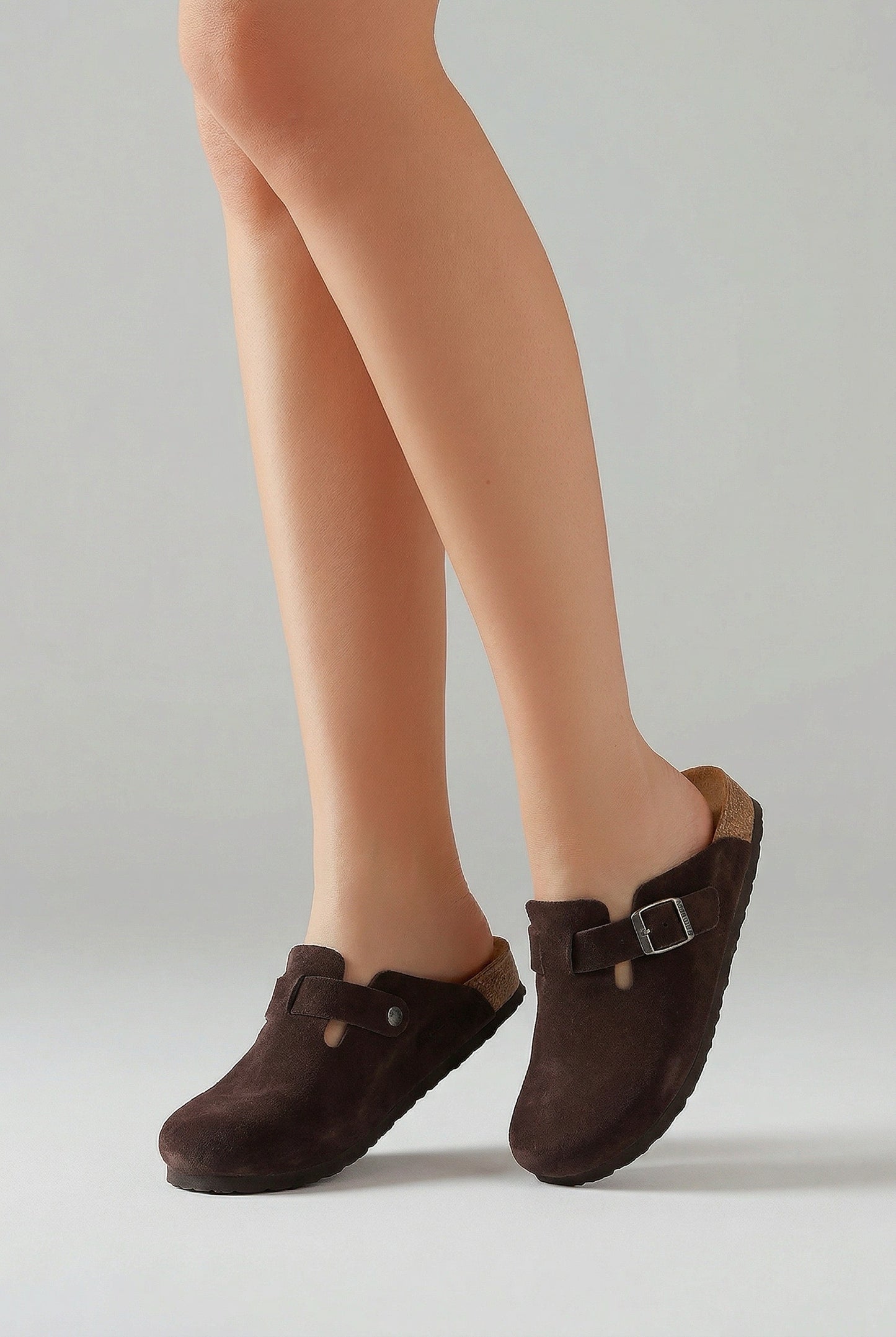 Classic leather wooden clogs