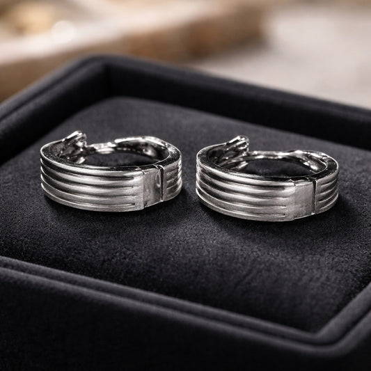 Silver loop earrings for pierced ears