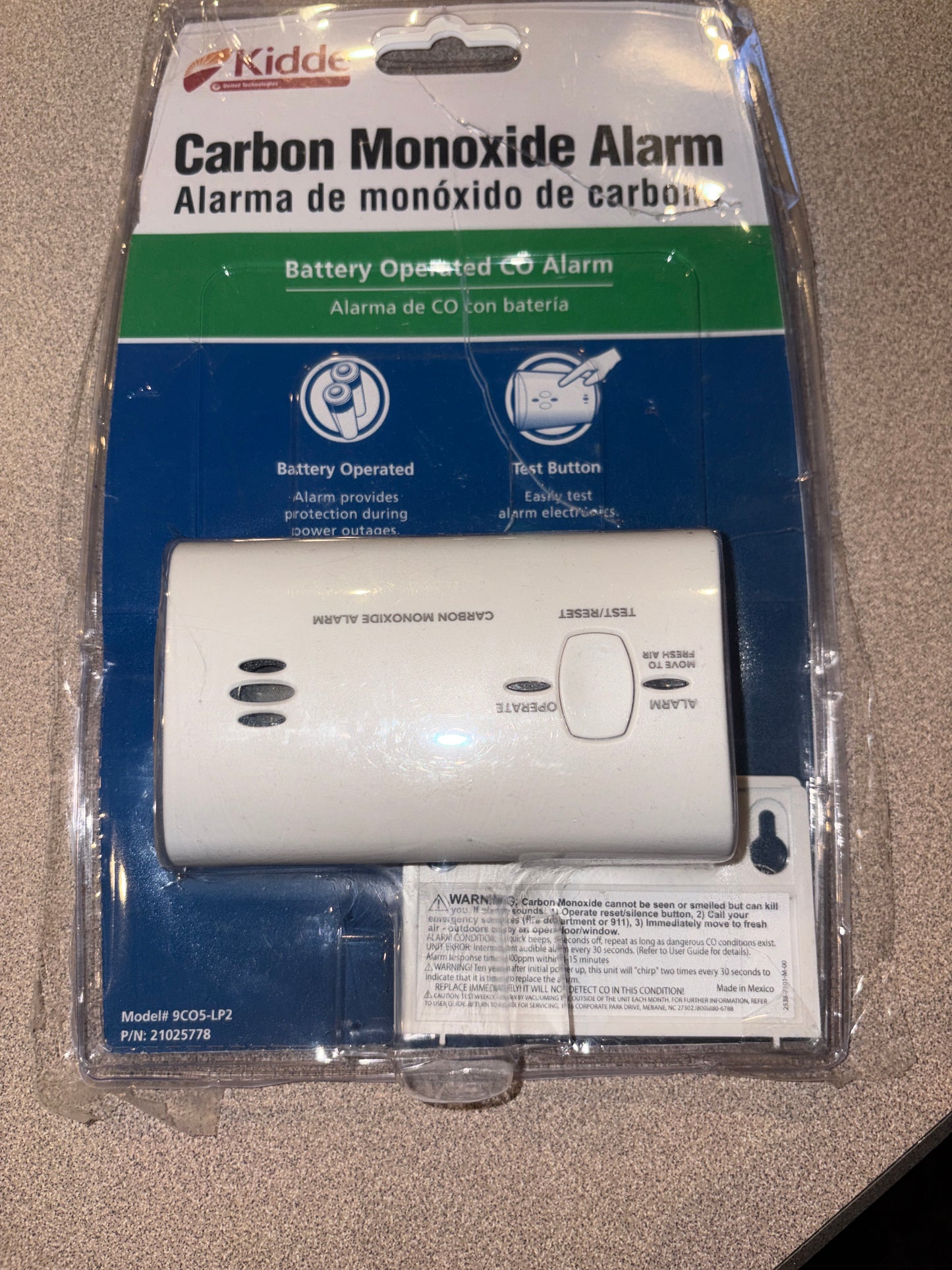 KIDDE carbon monoxide alarm