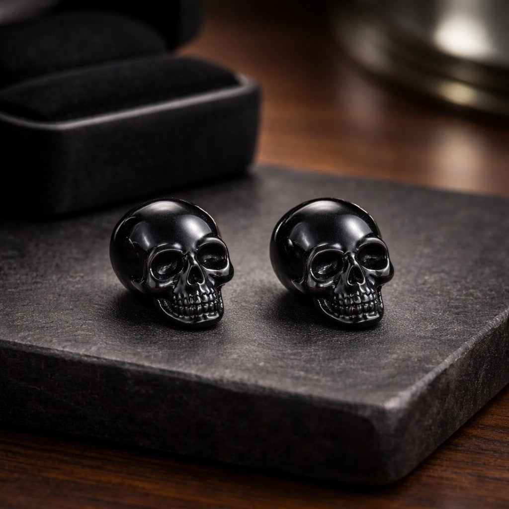 Black skull earrings for Pierced ears