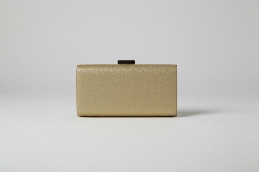 Sparkling gold clutch with gold chain attachment for a strap