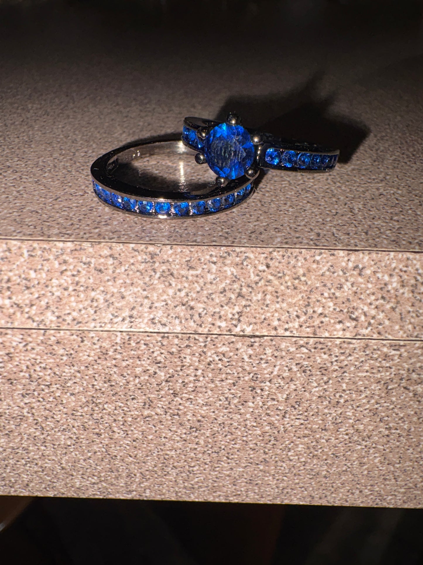 Black and blue ring set