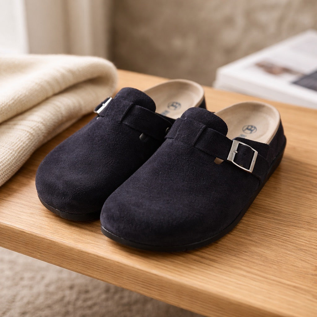 Classic leather wooden clogs