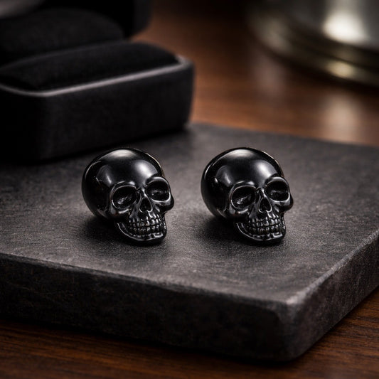 Black skull earrings for Pierced ears